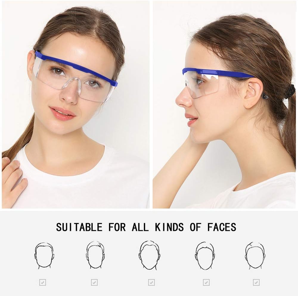 Safety Glasses, 5PCS Adjustable Wide-Vision Protective Glasses, Lightweight Fog-Proof Safety Goggles