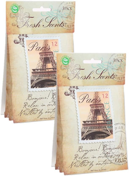 WILLOWBROOK | Fresh Scents Scented Sachet Packet | Paris | Air Freshener Bags for Drawers, Closets, Cars | 6 Pack | Long Lasting Home Fragrance