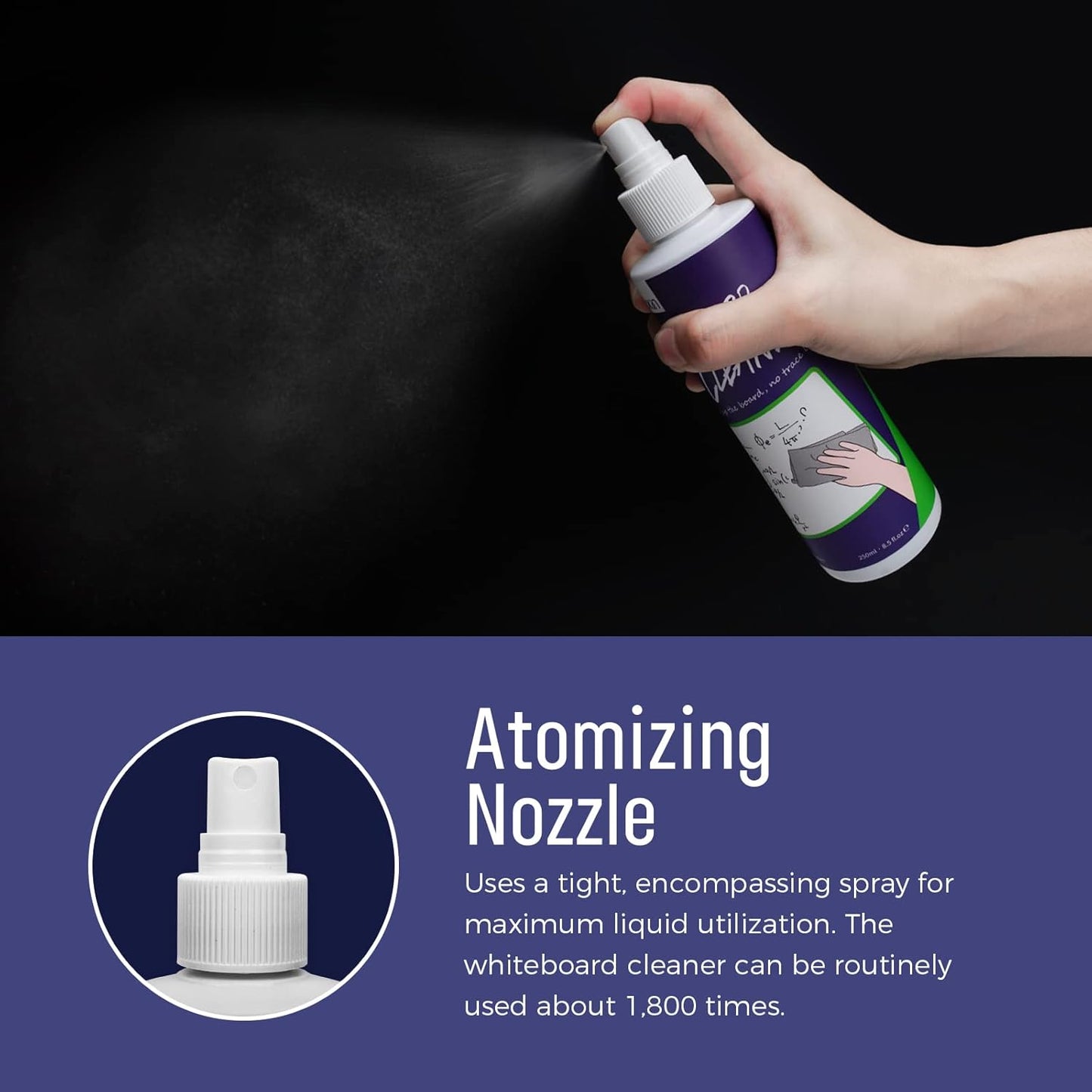 loukin Non-Toxic Whiteboard Cleaner, 8.5 fl oz Dry Erase Board Cleaner, Whiteboard Cleaning Spray, Removes Stubborn Marks from Whiteboards
