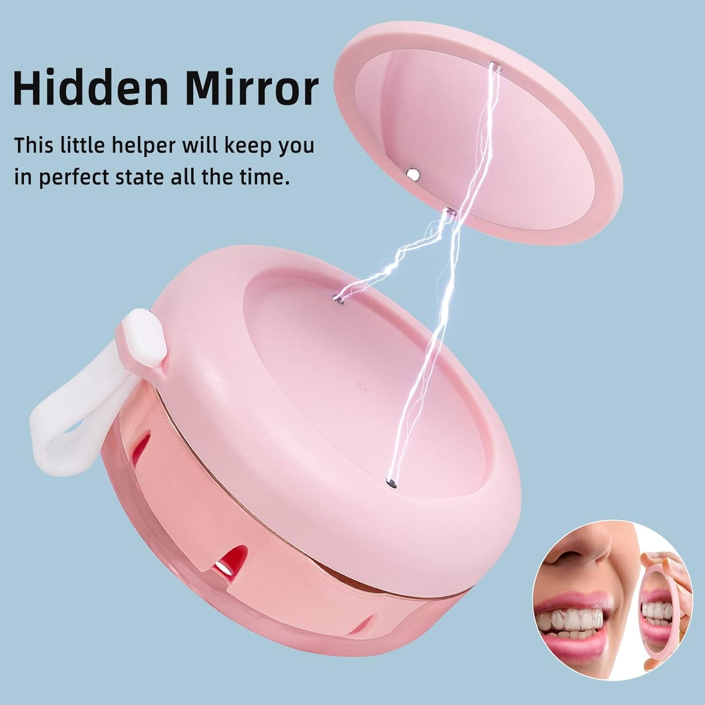 Leak Proof Denture Cup Kit Portable Retainer Case Perfect for Travel, Denture Case Container Cleaning Care for Dentures Aligner Mouth Guard with Denture Brush,Strainer, Removal Tool and Mirror
