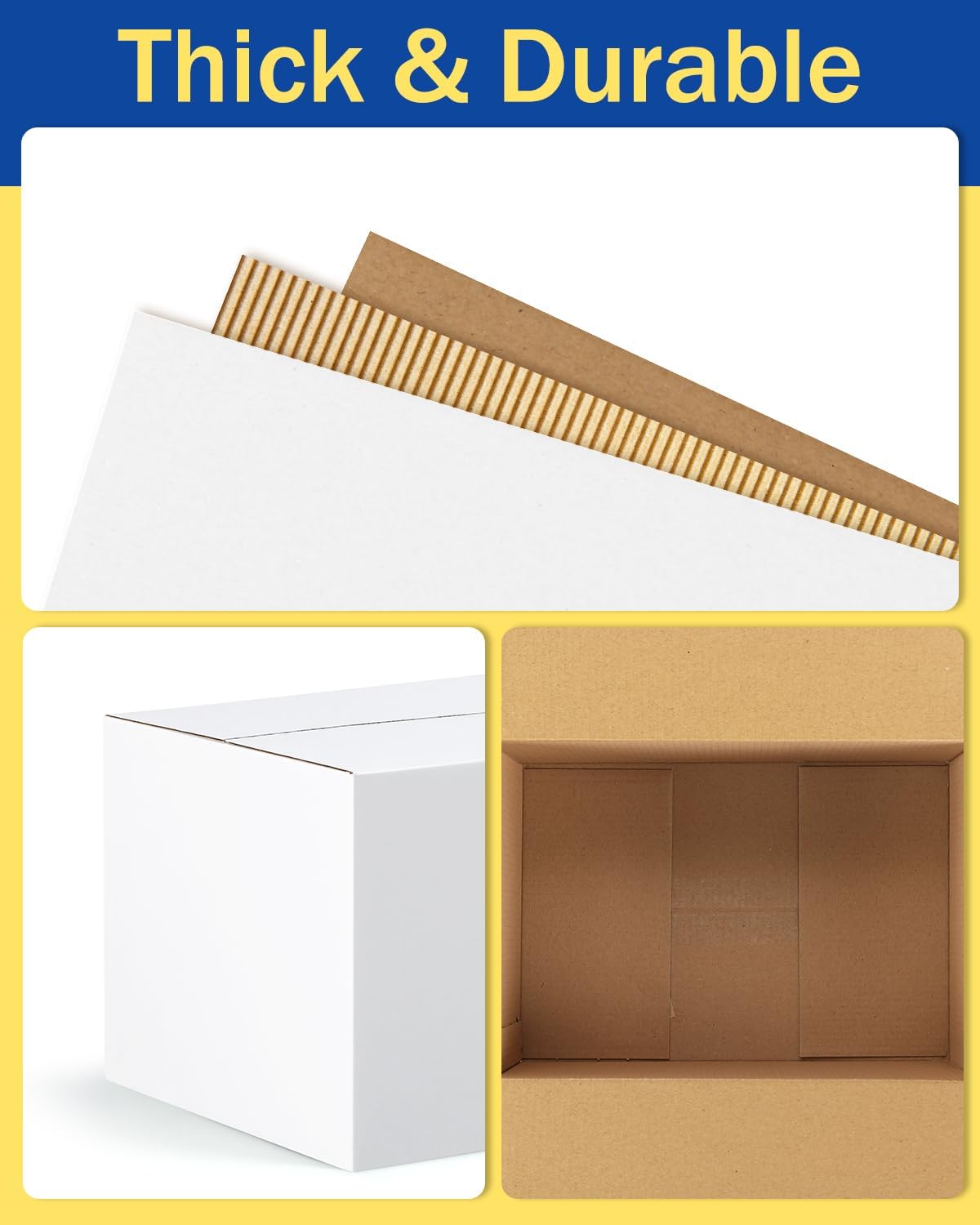 Assorted-Sizes-Shipping-Boxes-45-Pack: 4x4x4 & 5x5x5 & 6x6x6 Small-Shipping-Boxes-Mailers, White Corrugated-Cardboard-Boxes-for-Packing-Small-Business Mailing