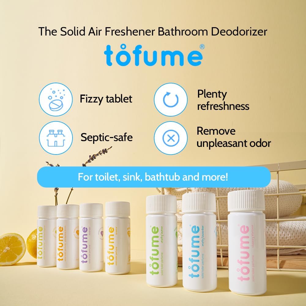 Effervescent Bathroom Air Freshener - Lemon Eucalyptus - Toilet Deodorizer, Bathroom Odor Eliminator, Toilet Freshener, Flushable Air Freshener Toilet Tablets, 2 Pack (60 Tablets)
