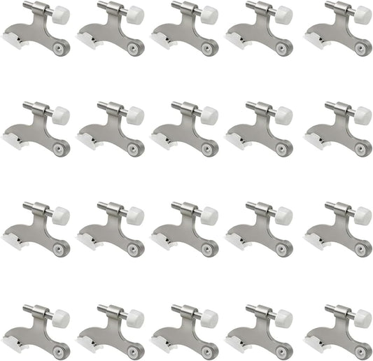 20 Pack Hinge Pin Brushed Nickel Door Stopper, Adjustable Heavy Duty Hinge Pin Door Stop with Rubber Bumper Tips