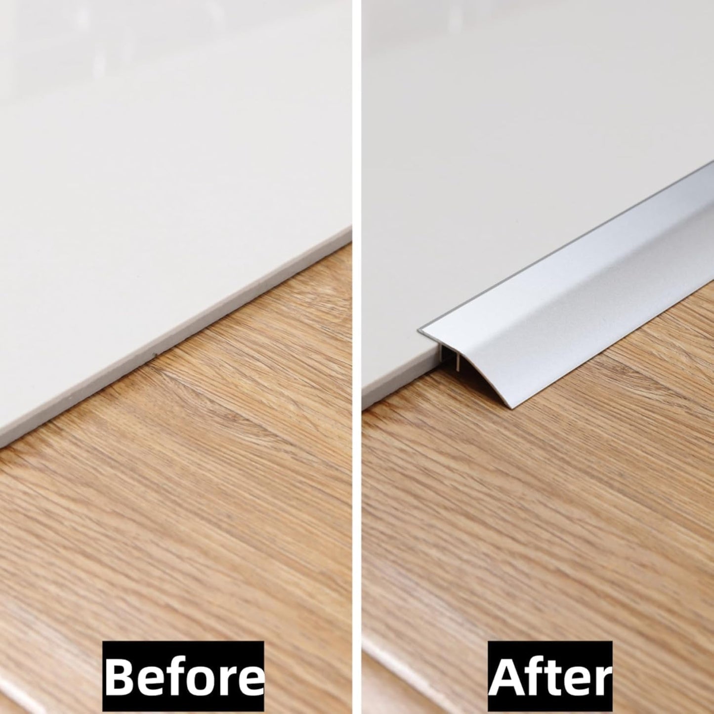 Gaahing Aluminum Floor Transition Threshold Strip, Bridge The Height Gap Between 0.2 to 0.5 inches for Doorway Ramp Tiles Laminate Planks (35.4in x 1.7in, Matte Silver)