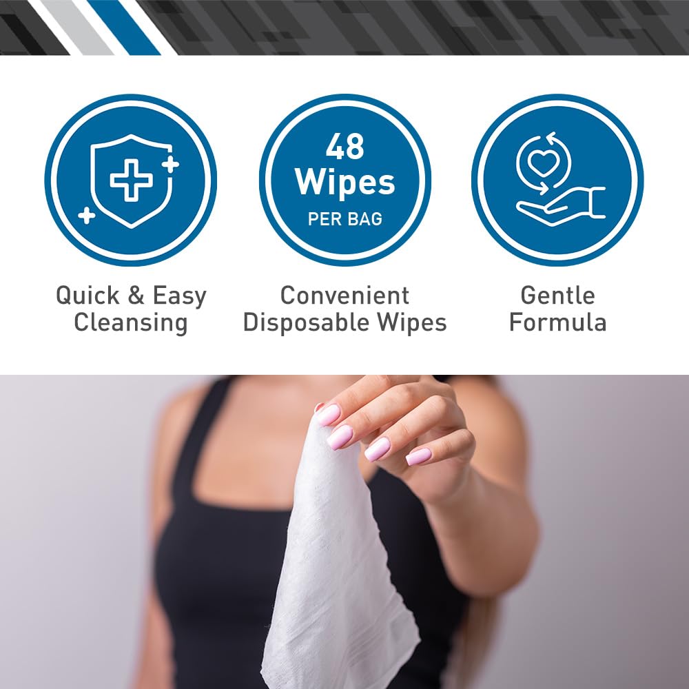 BodyMed Adult Disposable Incontinence Wipes, 48 Wipes/Pack (12-Pack) - Pre-Moistened & Hypoallergenic Washcloths Formulated with Vitamin E & Aloe Vera