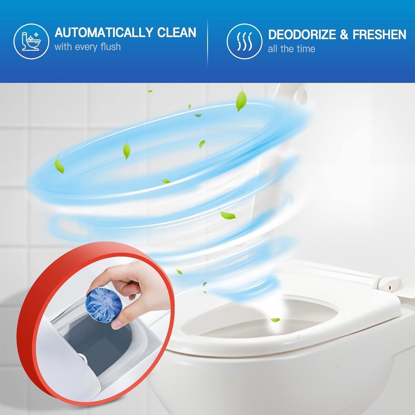 Vacplus Automatic Toilet Bowl Cleaner Tablets, Bathroom Toilet Tank Cleaner (100 PACK), VA-T165