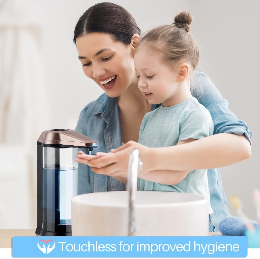 Secura 17oz Automatic Liquid Soap Dispenser, Touchless Battery Operated Hand Soap Dispenser with Adjustable Soap Dispensing Volume Control Dial, Personal Care Dispenser (Antique Copper)