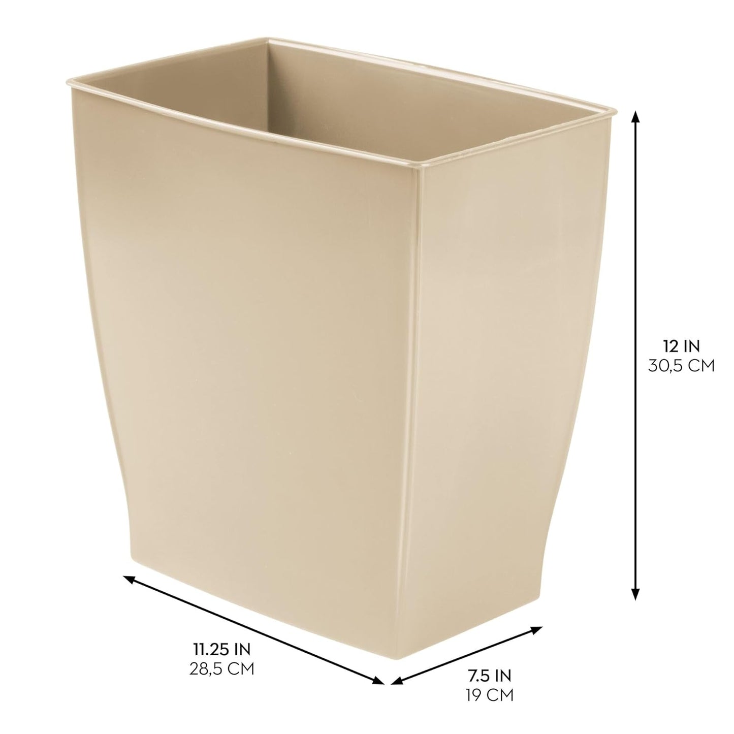 iDesign Small Rectangular Bathroom Trash Set of 4-Taupe Brown Waste Can