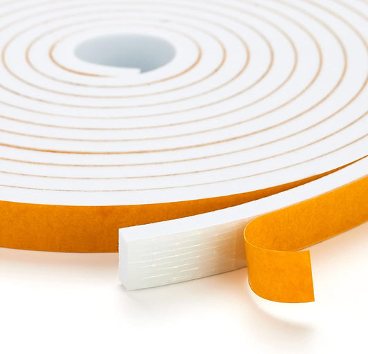 60 Feet Weather Stripping Door Seal, 1/4" Wide X 1/8" Thick Door Seal Strip High Density Foam Tape Adhesive Strip for Door Soundproofing,Window Insulation (1/4" x 1/8" x 60FT,White)