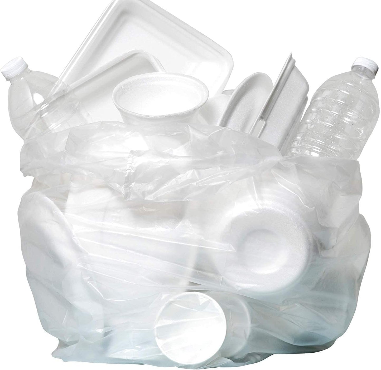 Aluf Plastics High Density Trash Bags, 60 Gallon, 600 Count, 22 Micron (eq), 38" x 60", Clear, for Bathroom, Office, Industrial, Commercial, Janitorial, Municipal, Recycling
