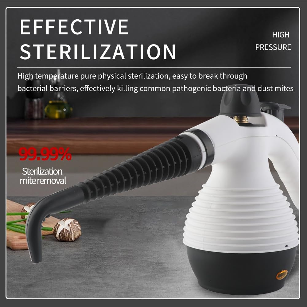 Steam Cleaner, Pressurized Handheld Mop Steam Cleaner for Home with 18 PCS Accessory & Safety Lock, Large Capacity Mop Steam for Cleaning, Car, Bathroom, Shower, Window, Grime, Grease - White