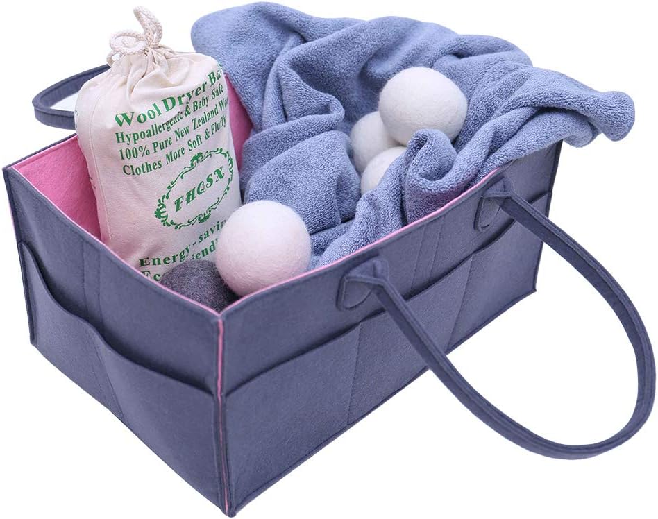 Wool Dryer Balls by FHQSX 6-Pack, XL Premium Reusable Natural Fabric Softener, White and Grey…