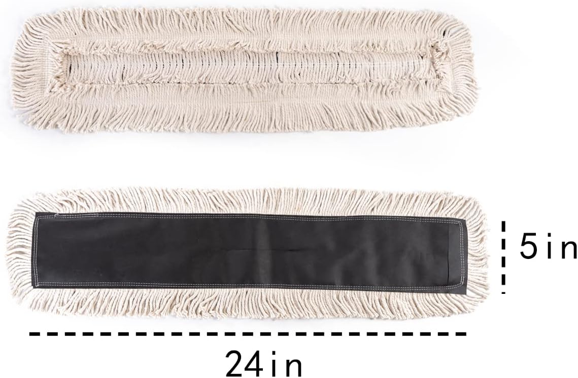 Matthew Cleaning 24'' High Strength Disposable Dust Mop Cotton Cut-end Yarn Mop Replacement Heads for Residential & Commercial Fit Standard Dust Mop Frames, Hardwood, Laminate, Concrete Floors 12Pack