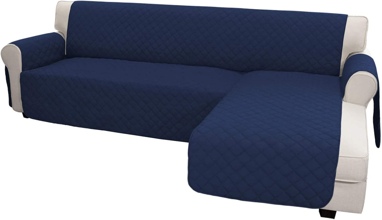 Easy-Going L Shape Couch Cover - Sectional Chaise Lounge Sofa Slipcover Reversible Dog Cat Pet Kids Children Furniture Protector (Large, Navy)