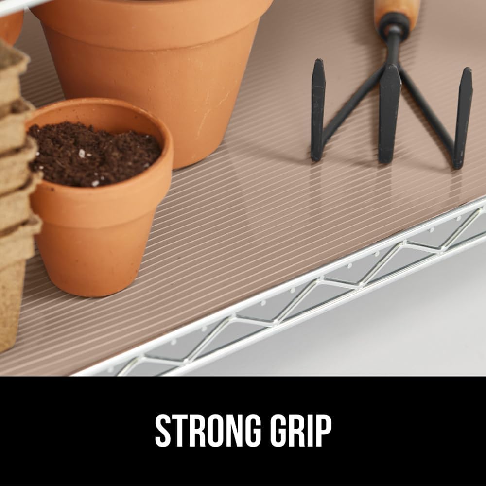 GORILLA GRIP DuraGuard Shelf Liner, 24x30 Non-Adhesive Cabinet Liners for Kitchen Drawers, Shelves, Refrigerator, Pantry Storage, Bathroom Closet, Durable Waterproof BPA Free Ribbed Plastic, Beige