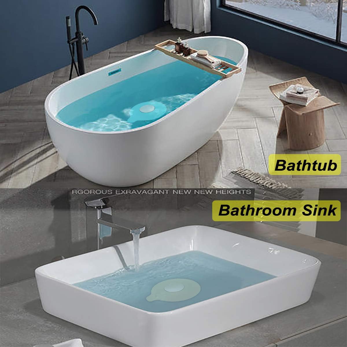 2PCS Silicome Tub Stopper, Bathtub Stopper, Tub Drain Stopper, Tub Plug, Bathtub Drain Cover, Bathtub Drain Plug, Bathroom Sink Stopper, Sink Drain Cover, Sink Plug