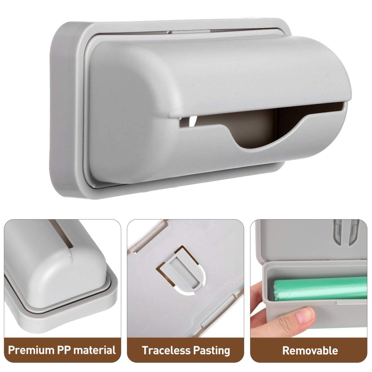 Cabilock 3Pcs Wall-Mounted Trash Bag Storage Box Adhesive Garbage Bag Containers with Easy for Kitchen and Bathroom Organization