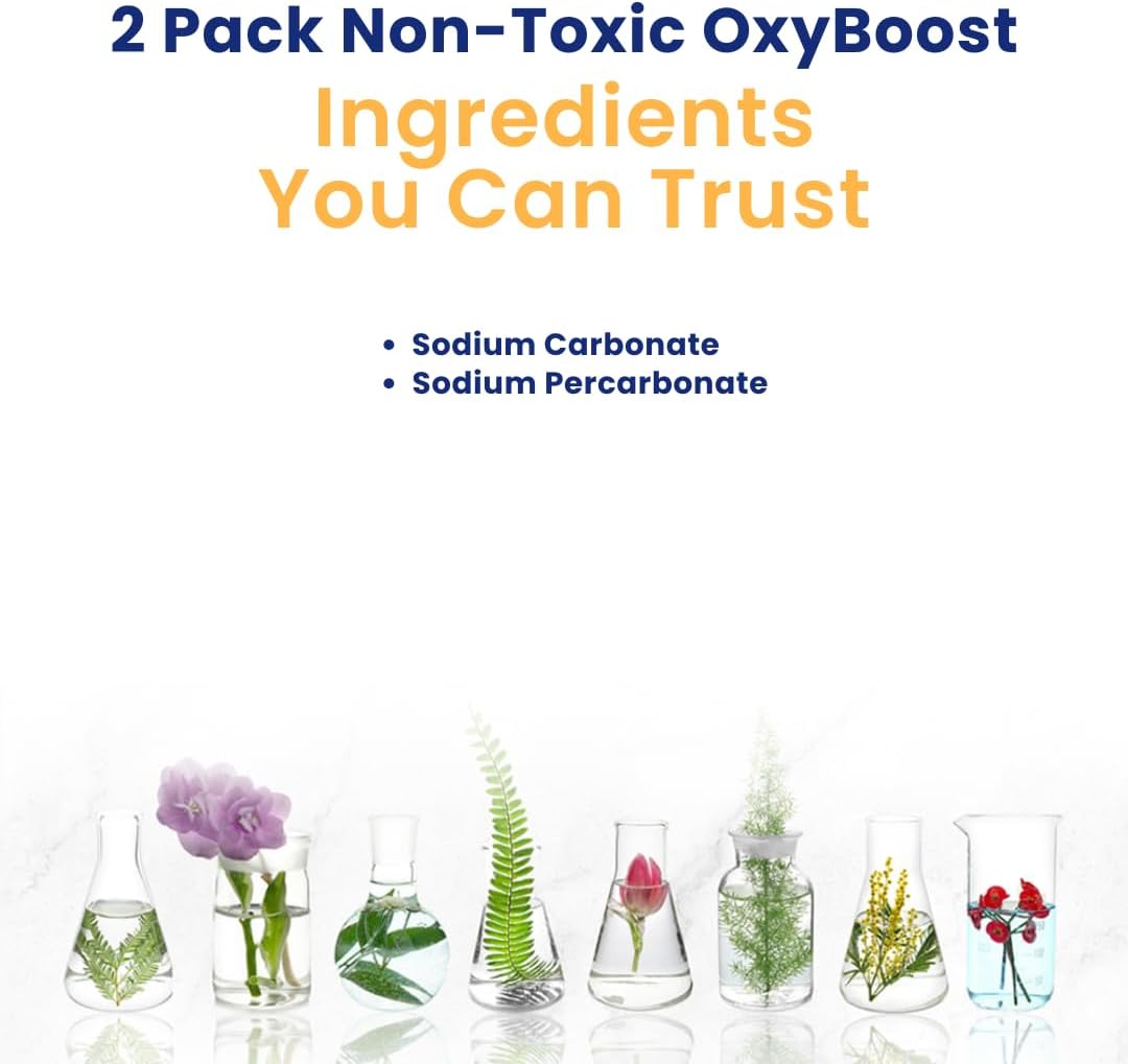 Truly Free OxyBoost - Oxygen Whitener & Clothes Stain Remover Laundry Detergent Powder with Sodium Percarbonate - Brightens Whites & Safe for Colors - Non-Chlorine, Gentle Yet Powerful - Pack of 2