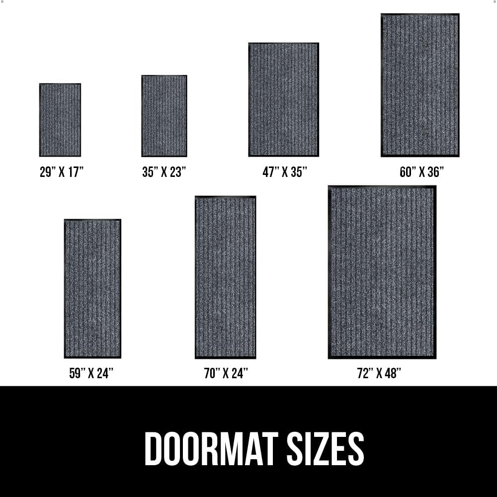 GORILLA GRIP Traffic Guard Door Mat, 59x24, Heavy Duty Welcome Mats, Commercial Office Space Doormat, Waterproof, Fade Resistant, Strong Rubber Backing, Low Profile, Shoe and Boot Scraper, Gray