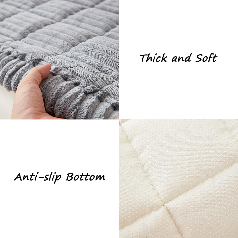Couch Cover for Dogs Washable, Fuzzy Pet Couch Covers for 3 Cushion Sofa Pet Friendly, Non Slip Sofa Cover (Light Gray, 27.6" x 59"/70 x 150cm)