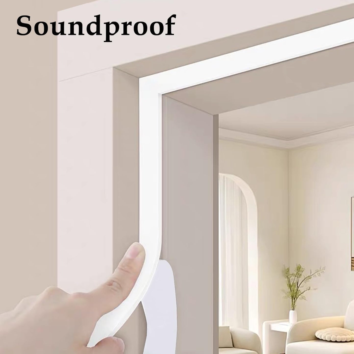 Weather Stripping Door Seal White,1Inch Wide X 1/4 Inch Thick,Air Conditioner Window Seal,Self Adhesive Foam Tape High Density Foam Sealing Strip,Door Soundproof Tape Roll,Total 16.4 Feet Long