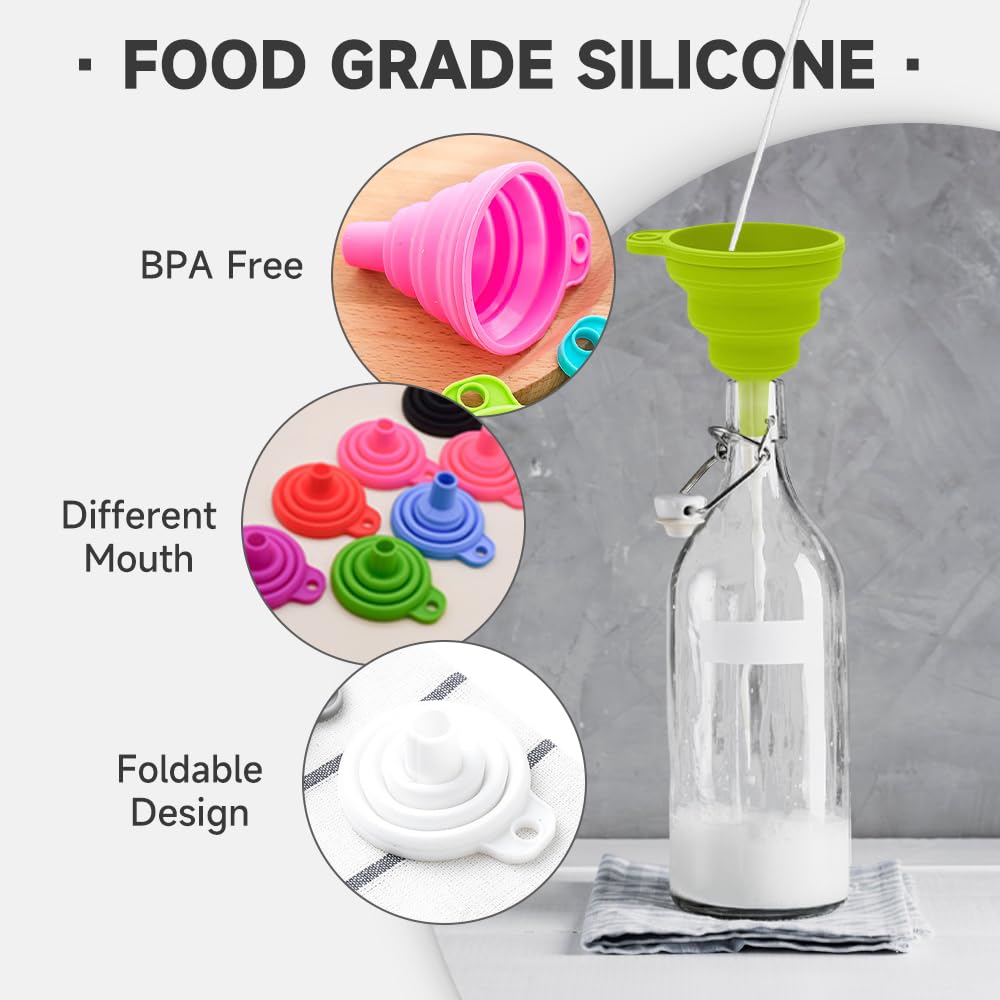 6 PC Kitchen Funnel Set, 2025 New Funnels for Kitchen Use Filling Bottles, Silicone Funnel Collapsible, Kitche Funnels Set of 3, Kitche Funne for Liquid Transfer Filling Bottles (Style A)