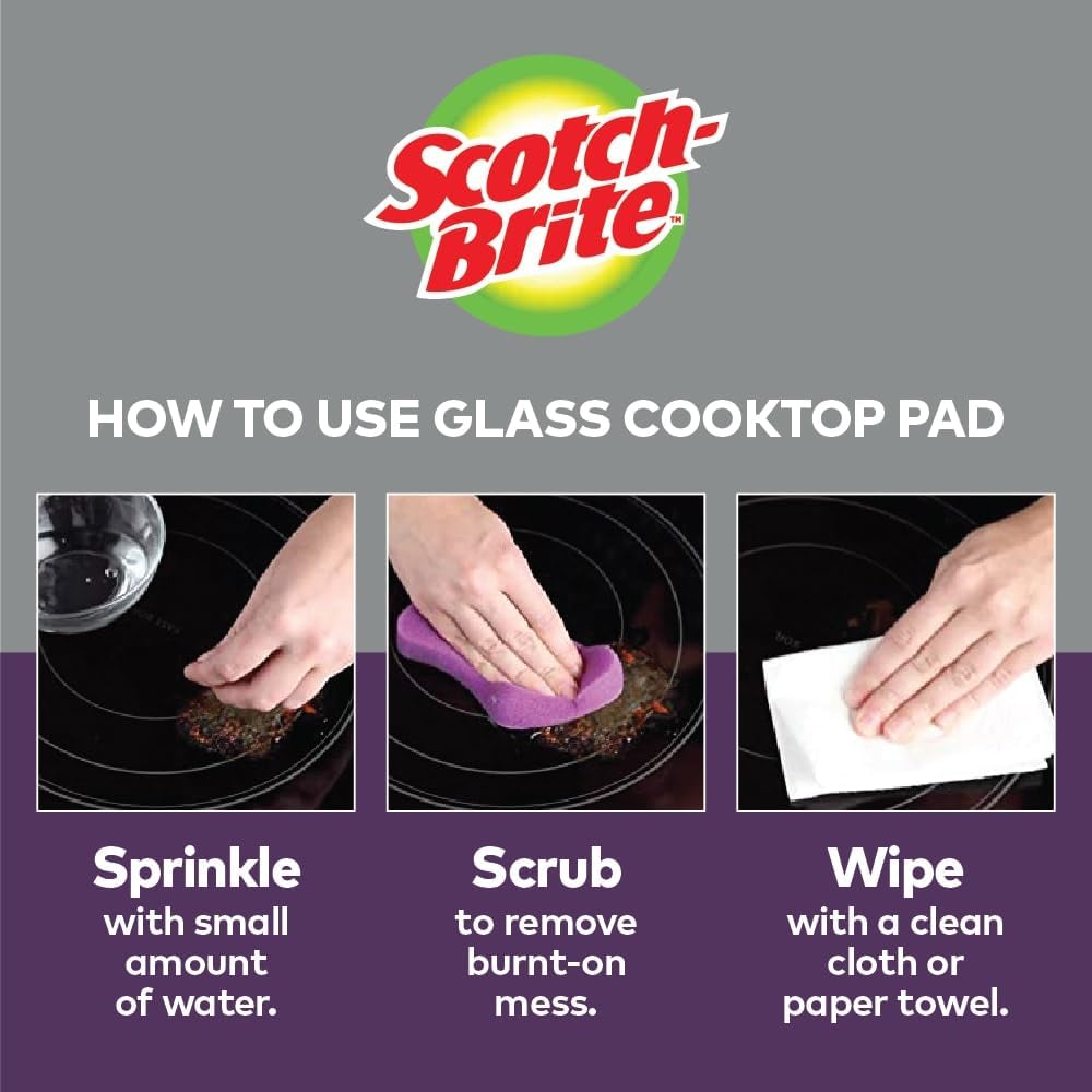 Scotch-Brite™ Glass Cooktop Pads , 4.1 in x 3.4 in x 1 in (104 cm x 86 m x 25), 6/2