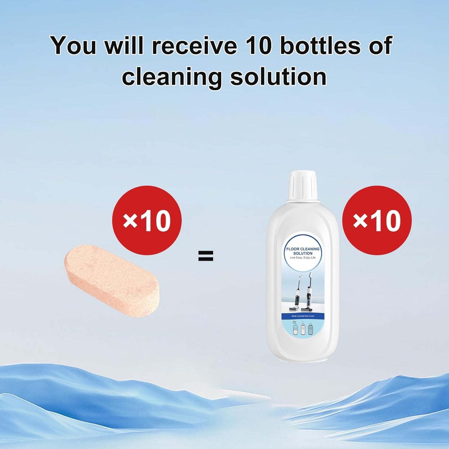 10 Bottles Compatible with Tineco Cleaning Solution Pet 500ml Per Bottle Orange Scents Floor Cleaner Compatible with All Robot Vacuums with Mopping and Cordless Wet/Dry Vacuum (Orange Scents)