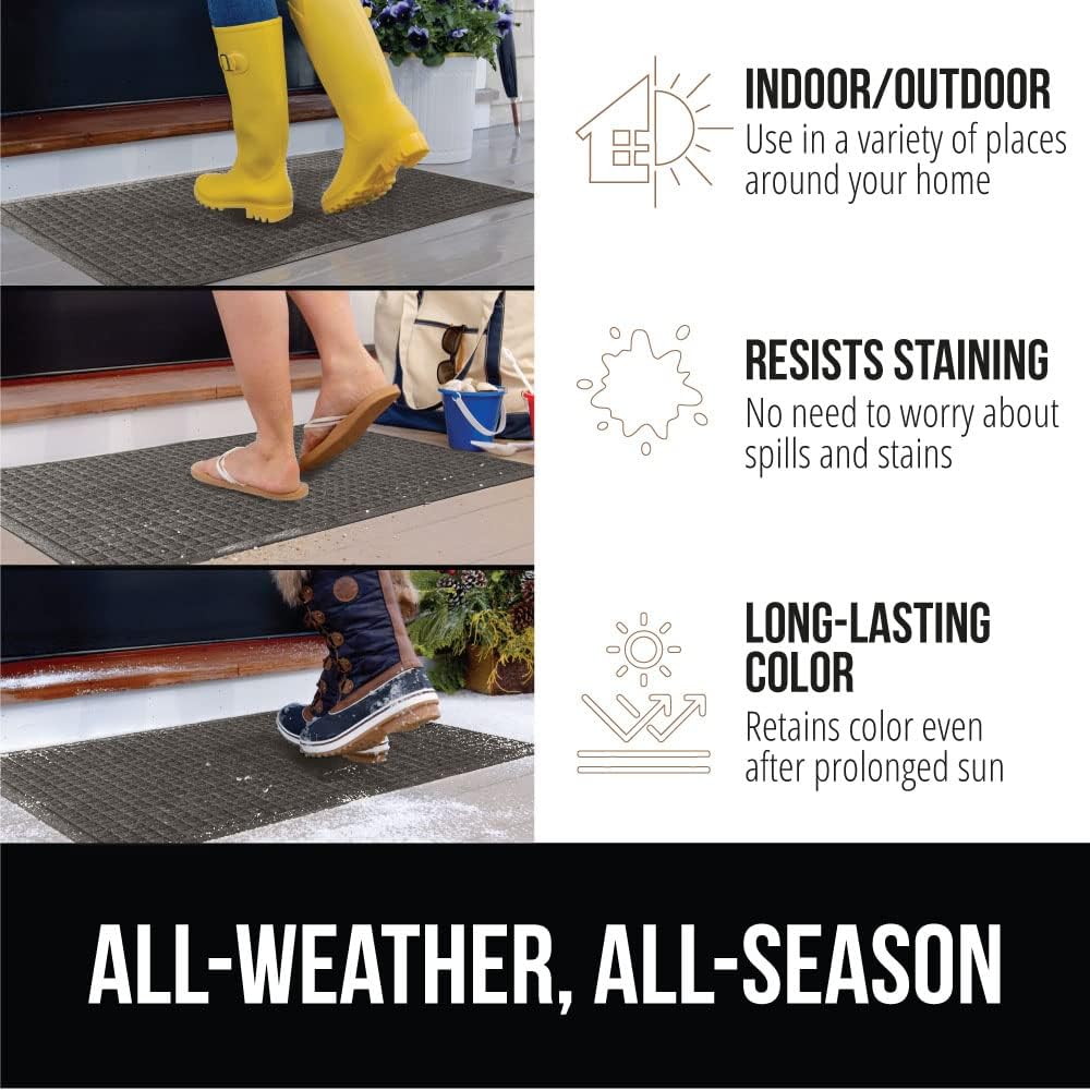 GORILLA GRIP Front Door Mat, 47x35, Indoor Outdoor Ultra Absorbent HydroAbsorb Doormat, Absorbs Up to 6 Cups of Water, Stain and Fade Resistant, Rubber Backing Doormats, Captures Dirt, Charcoal