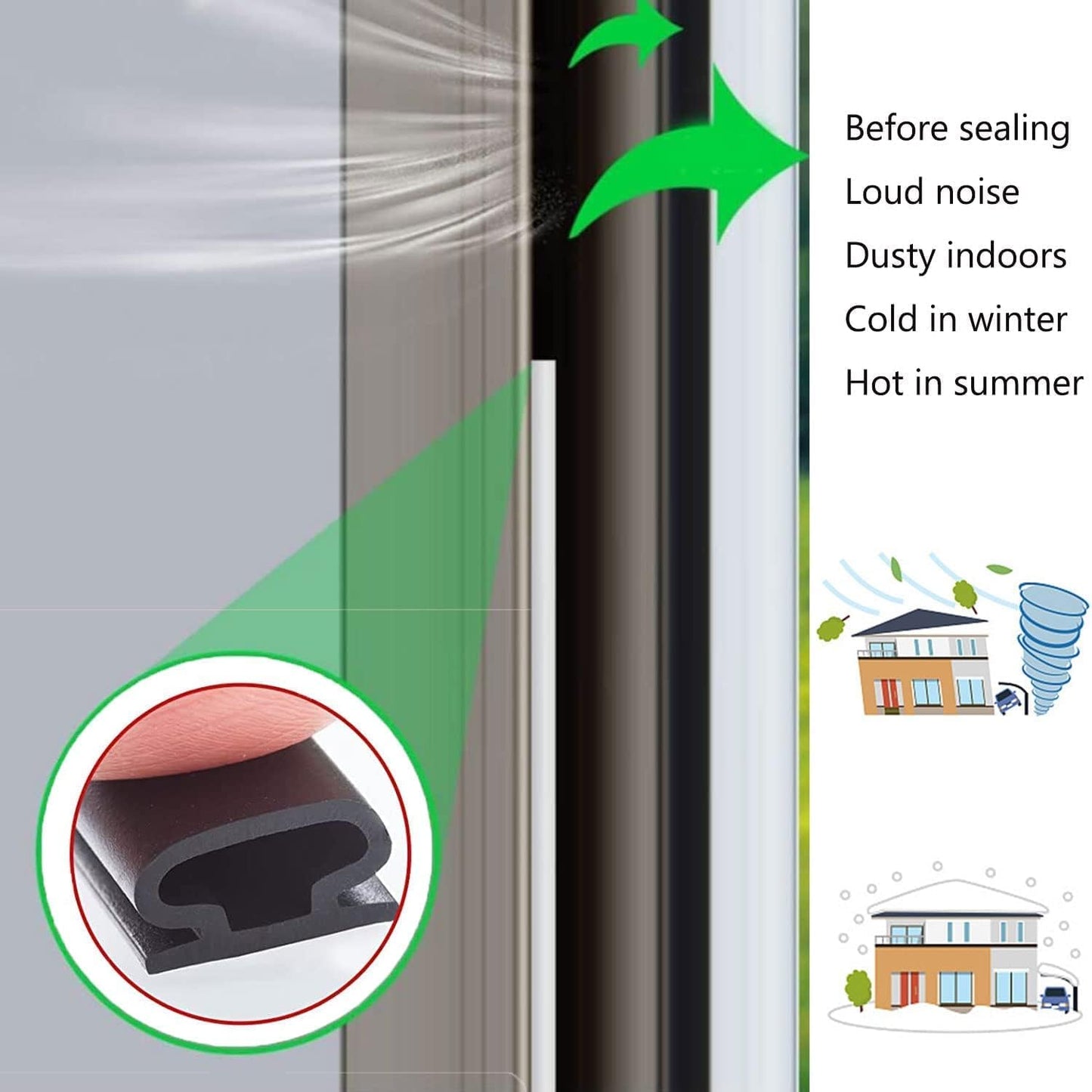 Brown Rubber Weather Stripping Door Seal Strip, D Shape Door Rubber Weather Seal Strip, SelfAdhesive Door Weatherstripping Soundproofing Door Sealing Strip for Windows (23 feet, Brown)