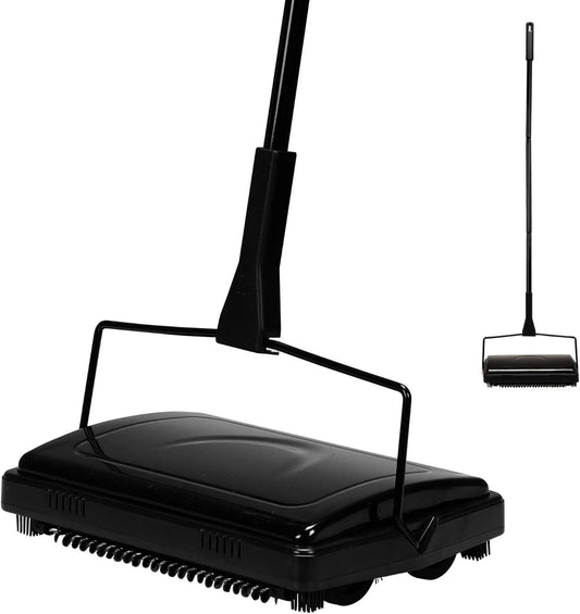 Yocada Carpet Sweeper Cleaner for Home Office Low Carpets Rugs Undercoat Carpets Pet Hair Dust Scraps Paper Small Rubbish Cleaning with a Brush Black