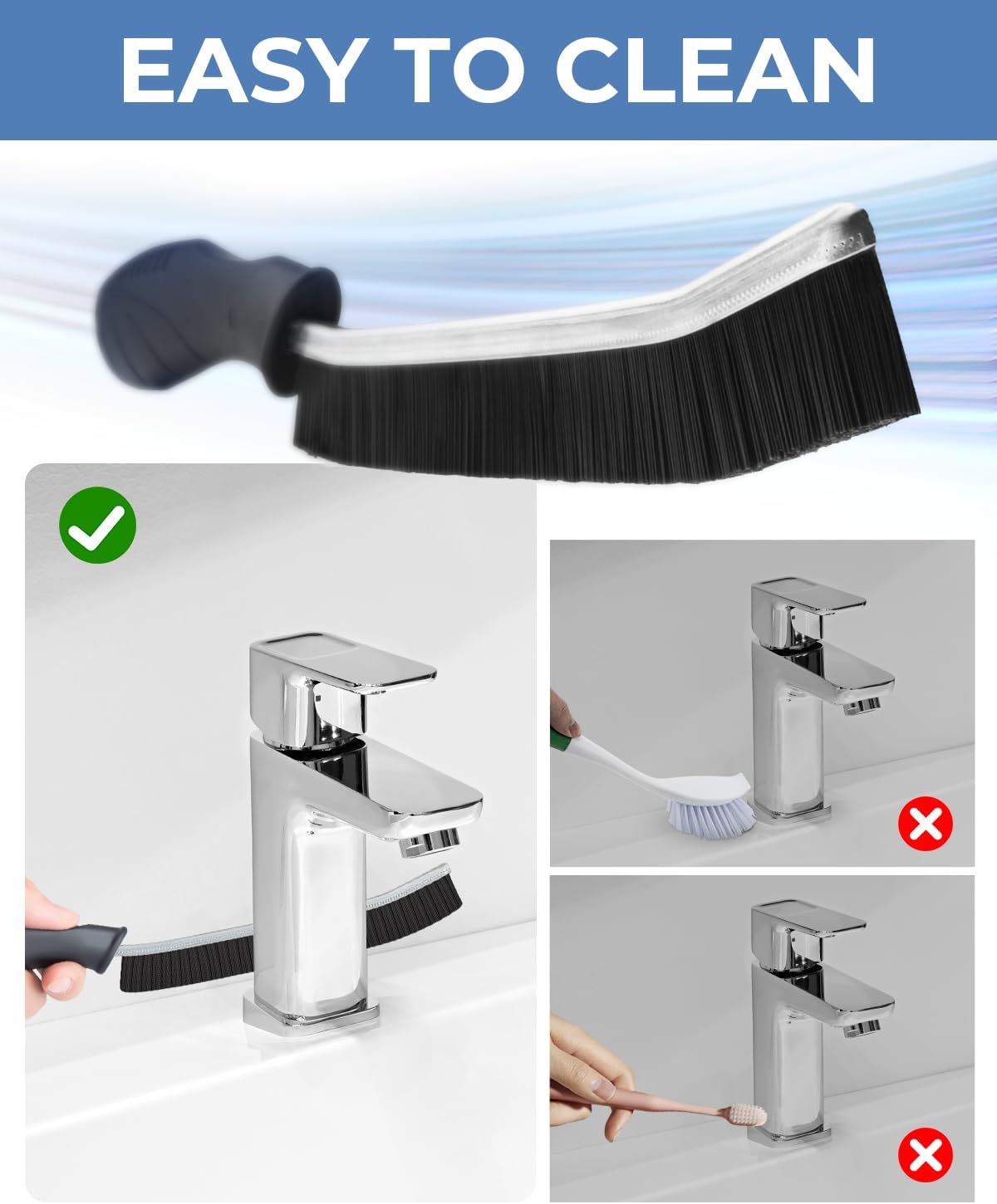 Crevice Cleaning Brushes, Cleaner Scrub Brush Tool for Hard to Reach Tight Space, Home Essentials, Cleaning Supplies for Shower, Bathroom, Kitchen, Toilet, Window