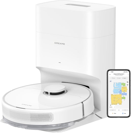 DREAME D10 Plus Gen 2 Robot Vacuum and Mop with Self Emptying Base for 90 Days of Cleaning, 6000 Pa Suction and LiDAR Navigation, Obstacle Avoidance, Wi-Fi Connected