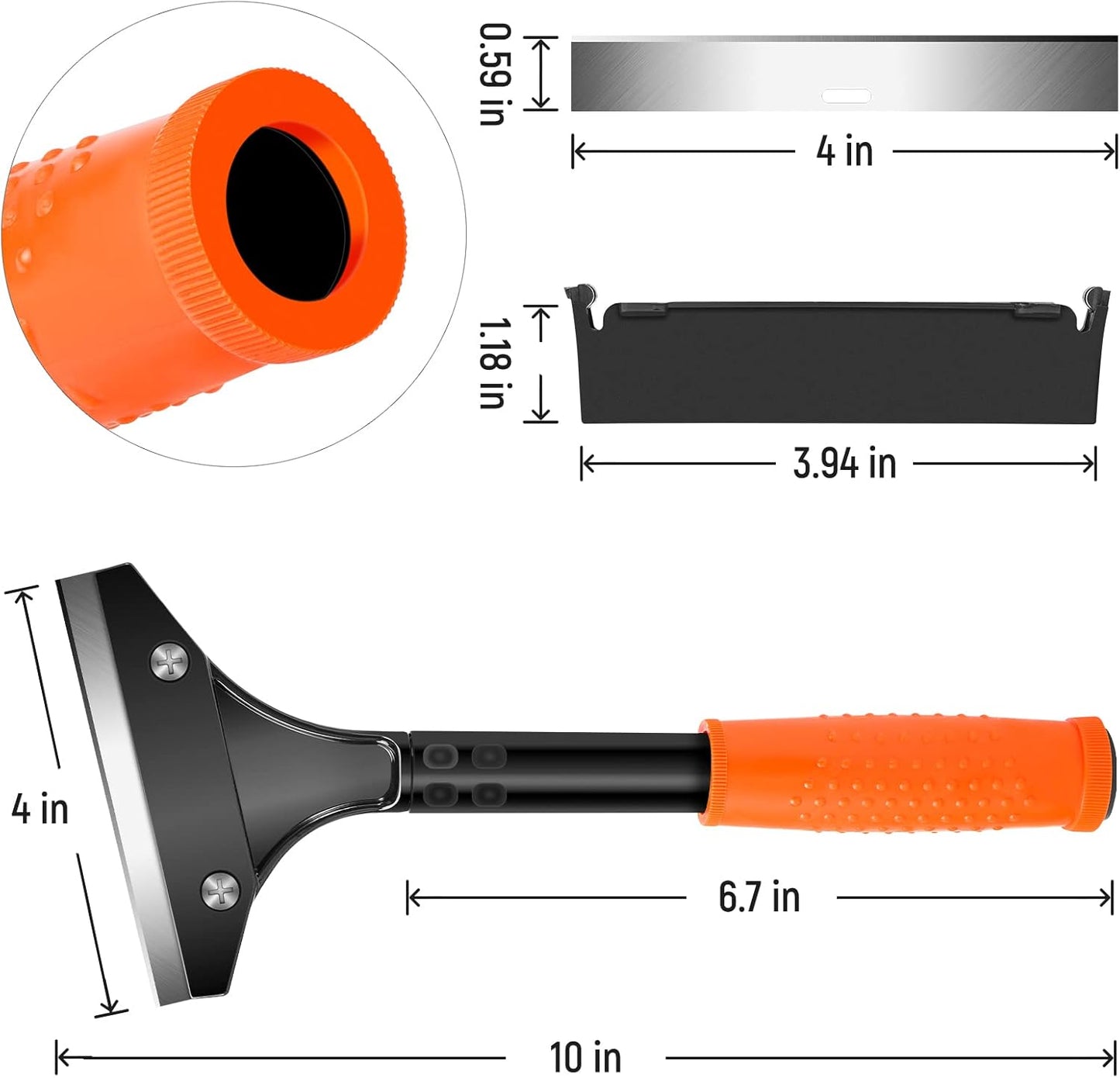 DIYSELF Razor Blade Scraper, Floor Scraper, Scraper Tool for Cleaning, Glass Scraper for Windows, Tile, Stove Top, Cooktop, Oven, Aquarium, Paint, Decal, Inspection Sticker, Gum, Glue Remover