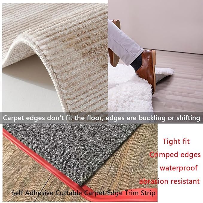 Self Adhesive Carpet Transition Strip with Edge Trim, Designed for Seamless Transitions from Carpet to Tile or Vinyl Floors, Perfect for Doorways.(Brown,22ft)