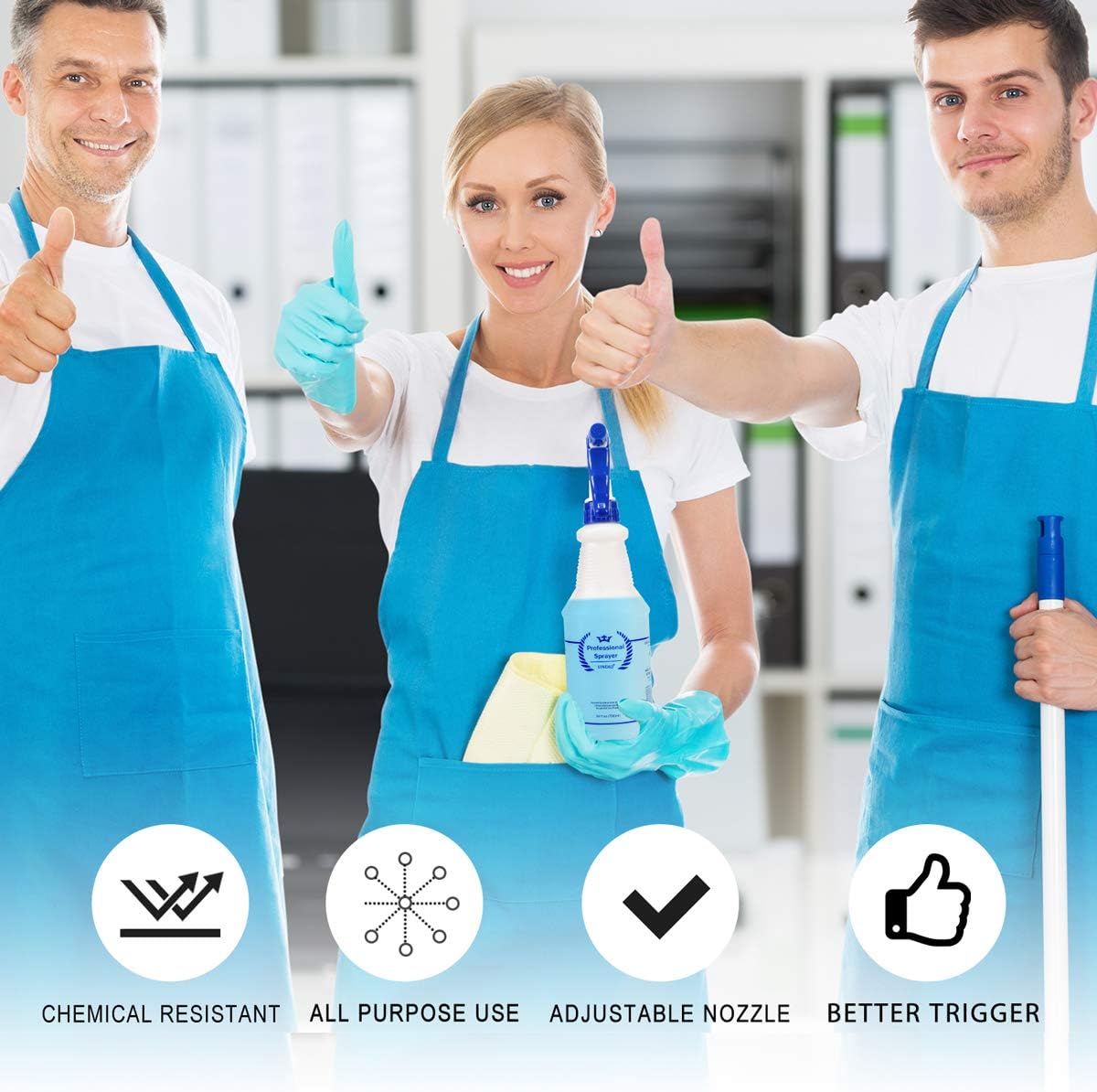 Plastic Spray Bottle (3 Pack, 32 Oz, 3 Colors) Heavy Duty All-Purpose Empty Spraying Bottles Leak Proof Commercial Mist Water Bottle for Cleaning Solutions Plants Pet with Adjustable Nozzle