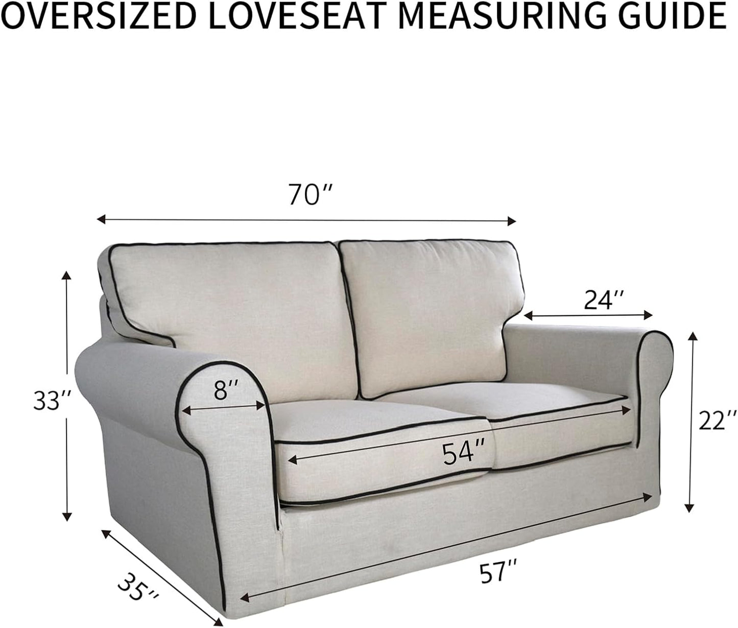 PureFit Reversible Quilted Sofa Cover, Water Resistant Slipcover Furniture Protector, Washable Couch Cover with Non Slip and Elastic Straps for Kids, Dogs, Pets (Oversized Loveseat, Light Gray/Ivory)