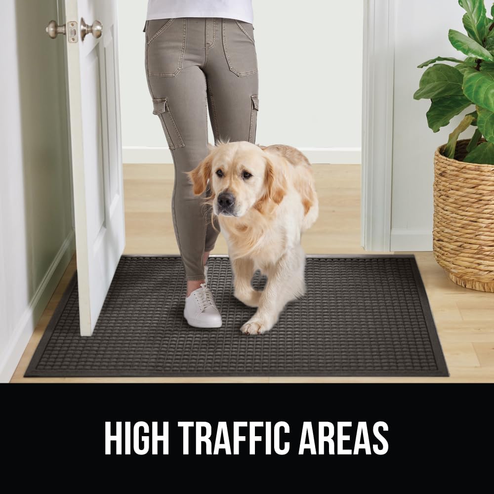 GORILLA GRIP Front Door Mat, 72x24, Indoor Outdoor Ultra Absorbent HydroAbsorb Doormat, Absorbs Up to 2.75 Cups of Water, Stain and Fade Resistant, Rubber Backing Doormats, Captures Dirt, Charcoal