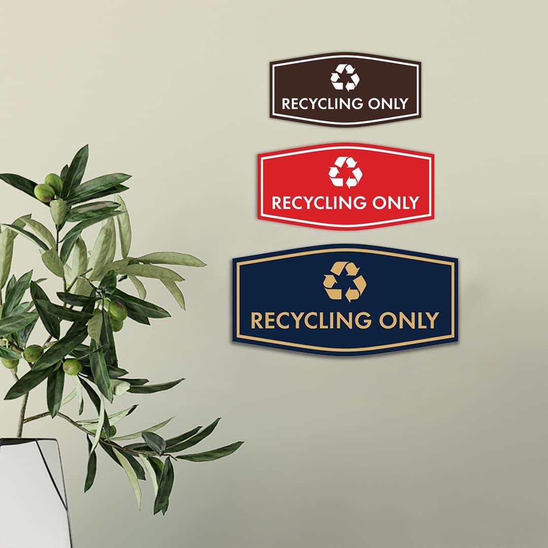 Fancy Recycling Only Sign (Navy Blue/White) - Large