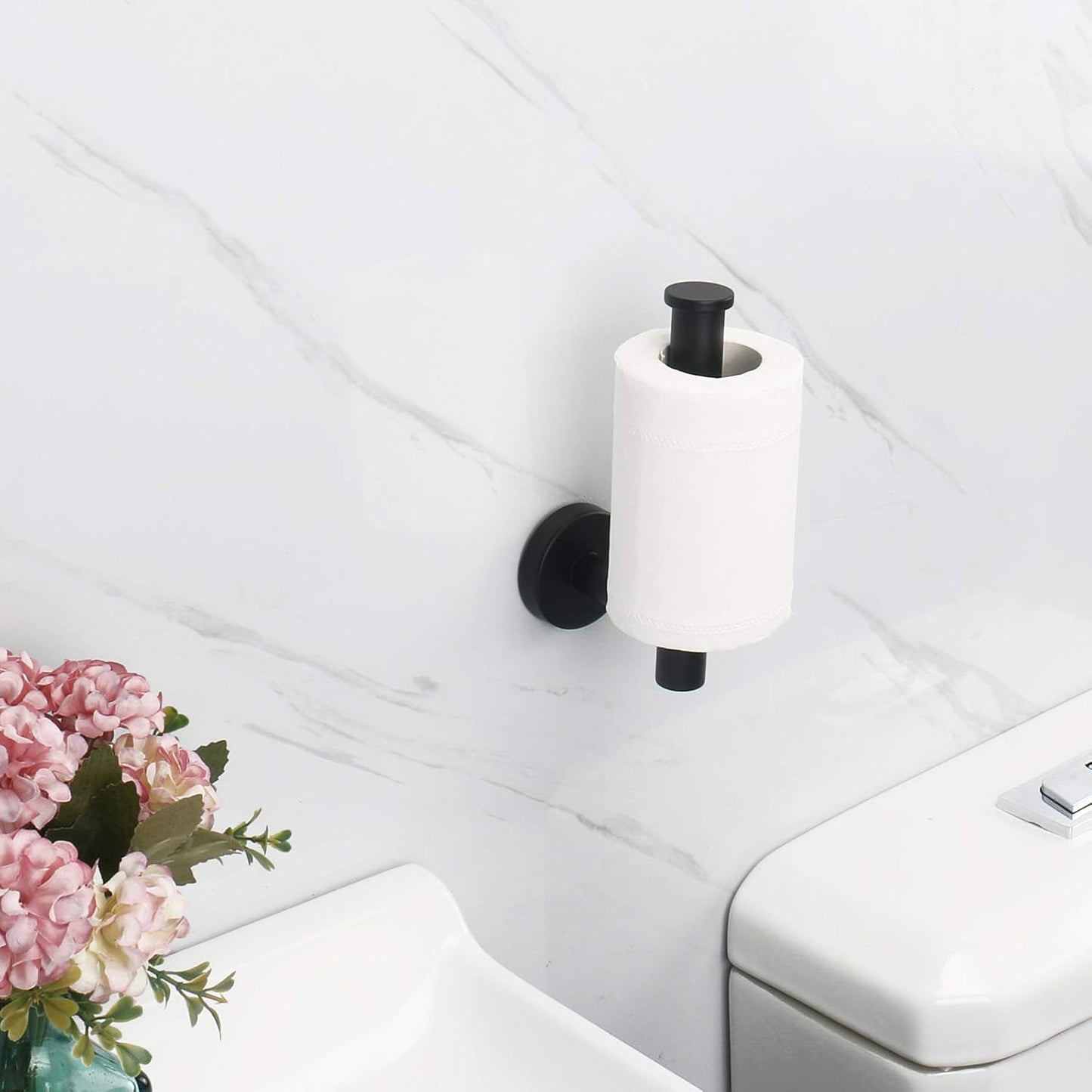 NearMoon Bathroom Toilet Paper Holder, Premium SUS304 Stainless Steel Rustproof Wall Mounted Toilet Roll Holder for Bathroom, Kitchen, Washroom (1 Pack, Matte Black)