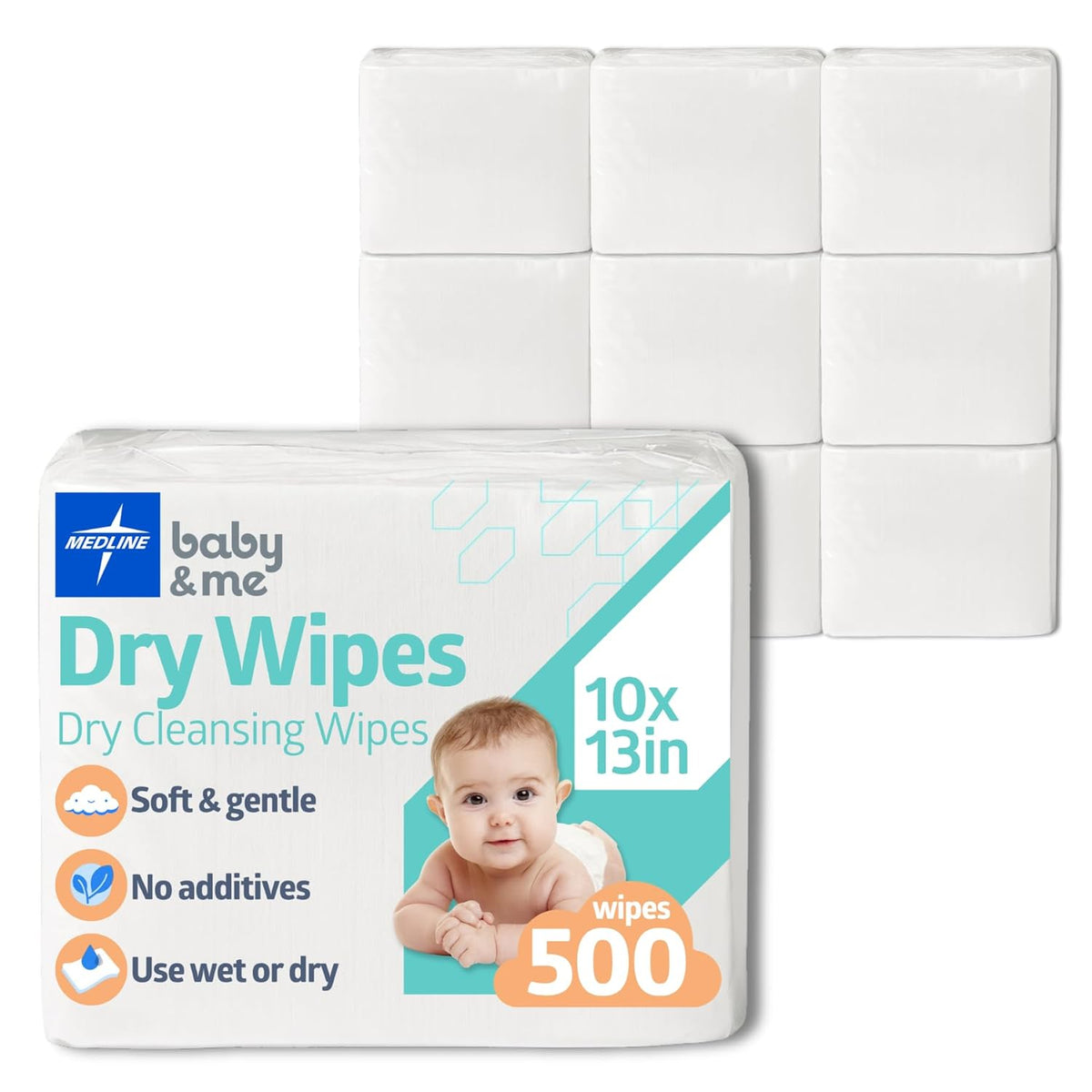 Medline Babysoft For Sensitive Skin Disposable Dry Cleansing Cloths, (Case of 500)
