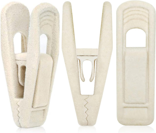 Beige Velvet Hangers Clips (80-Pack), Non-Slip Strong Velvet Clips for Velvet Skirt Hangers, Velvet Pants Hanger Velvet Clips Fit for Thin Velvet Clothes Suit Hangers