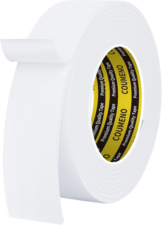 Foam Tape Single-Sided Sealing Strip 1.77inX16.4FT Sponge Tape Window Weather-Resistant, Self-Adhesive Insulating Sealing Tape (White)