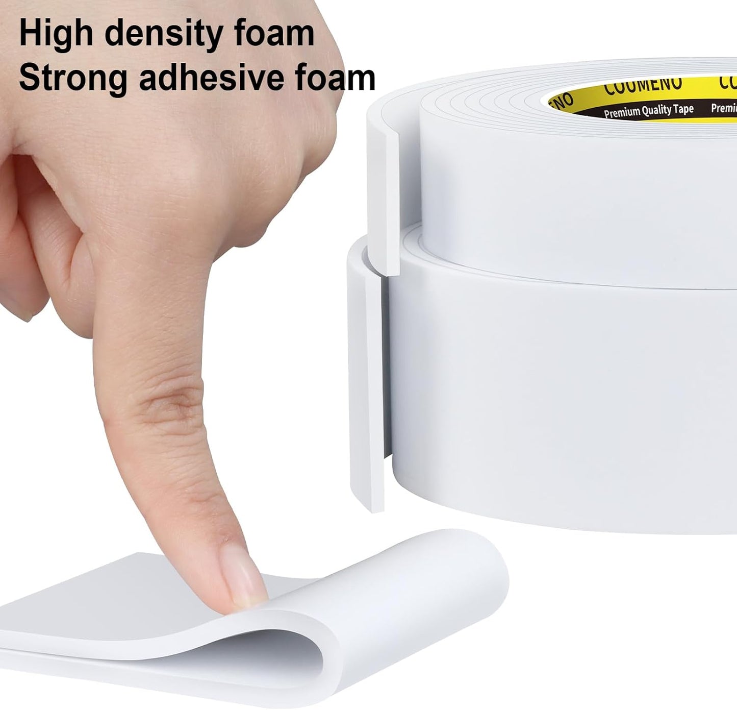2 Pack Foam Tape 1.77inX16.4FT Sealing Strip Foam Pad Sponge Tape Window Weatherproof, Self-Adhesive Insulation Sealing White
