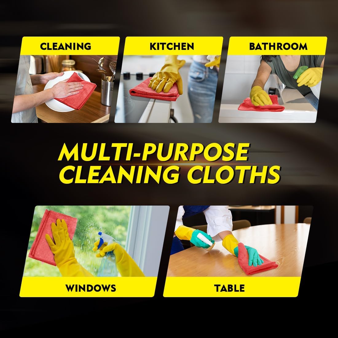HOMEXCEL Red Microfiber Cleaning Cloth 50 Pack, 12.5 x 12.5 inch Microfiber Towels for Cars, Ultra Absorbent Car Washing Cloth, Lint Free Streak Free Cleaning Rags for Car, Kitchen, and Window