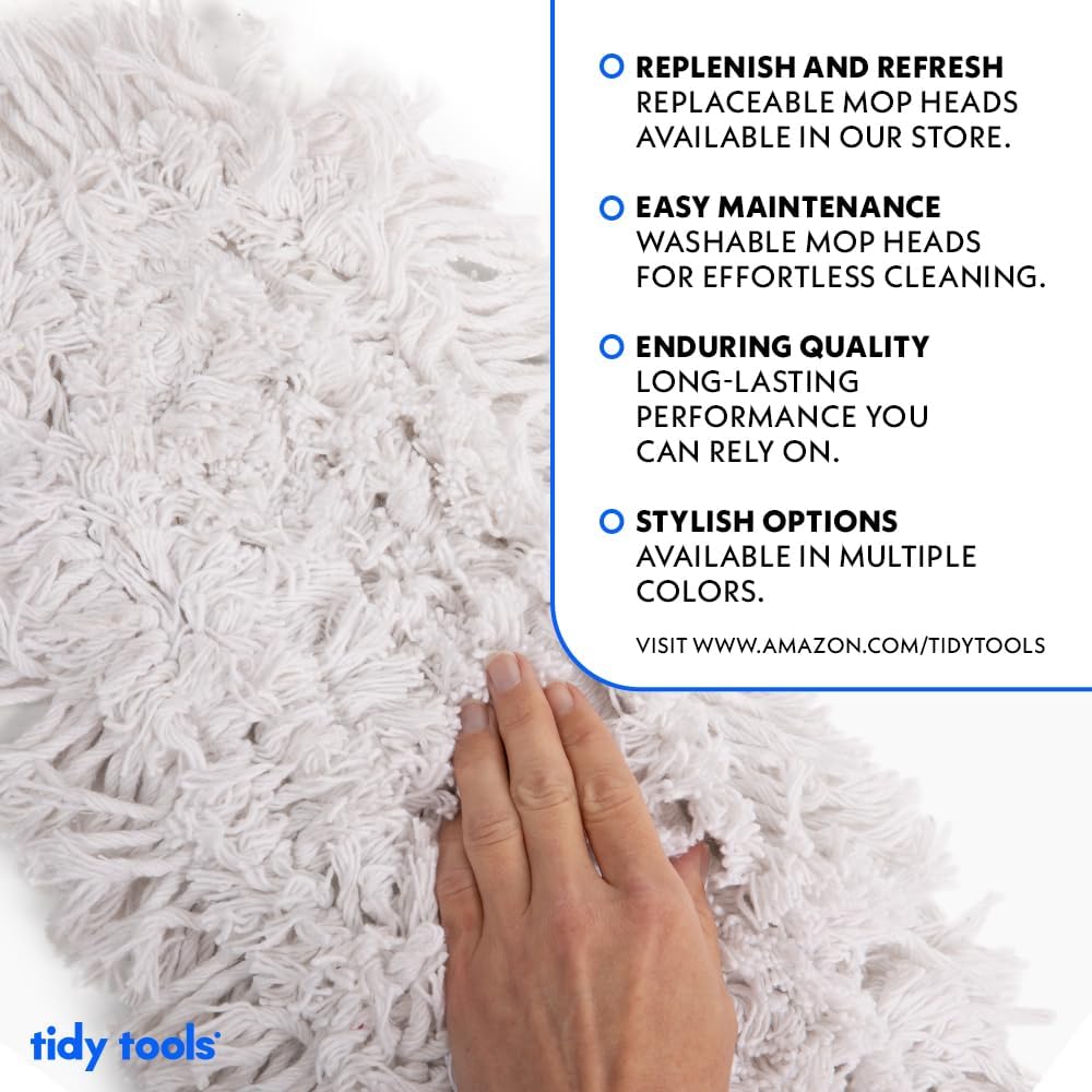 Commercial Dust Mop – 48 Inch Floor Sweeper for Hardwood, Reusable Cotton Mop Head, Extendable Handle, Dry Mop for Floor Cleaning & Janitorial Supplies