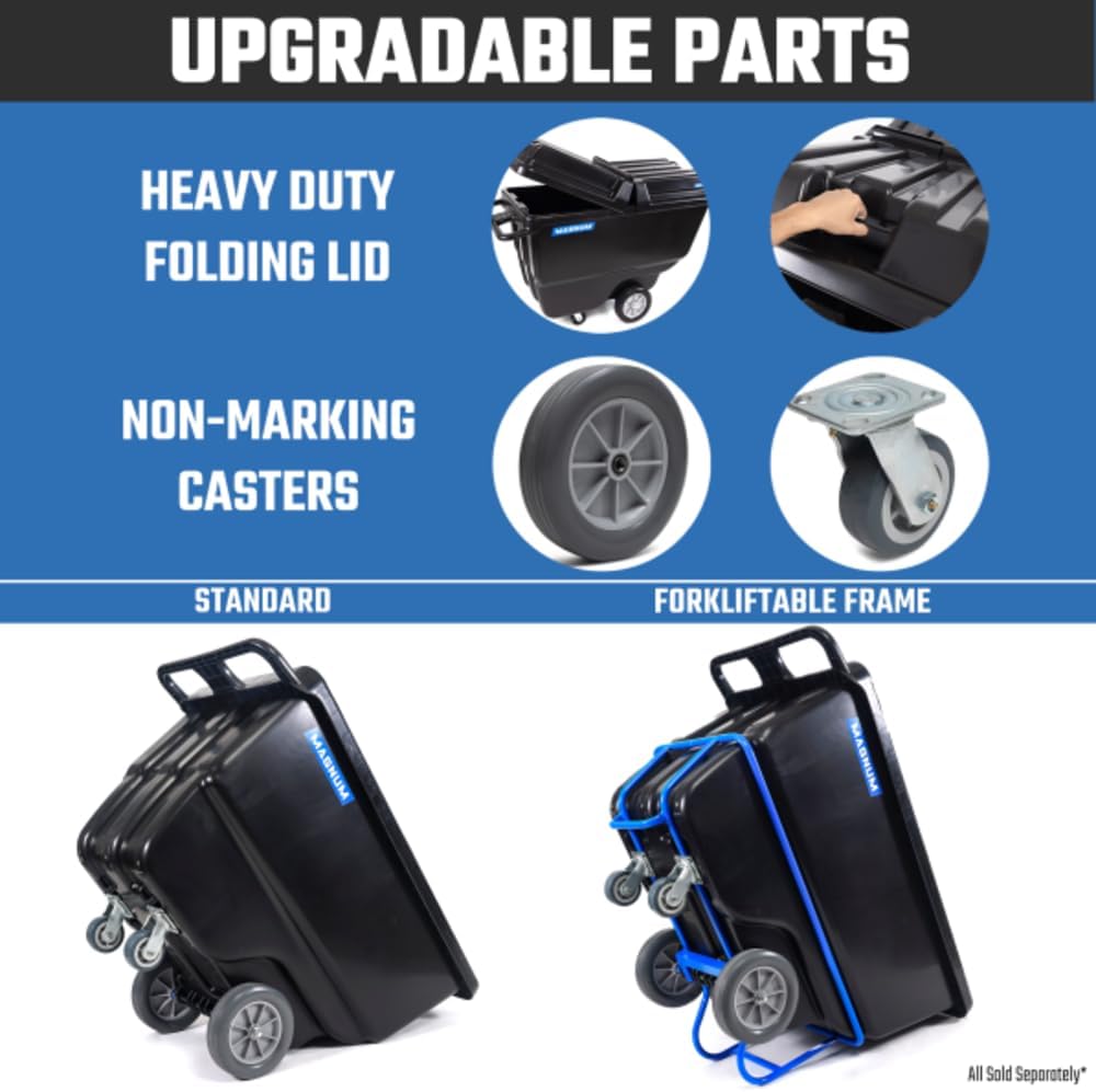 Tilt Truck, 1/2 Cu. Yd. Capacity Dump Cart with Heavy Duty 12” Wheels & 5” Casters for Handling, Transporting on Construction Jobsites, 750 lbs, Trash Cart with Wheels DUC12A-04PK (4-Pack)