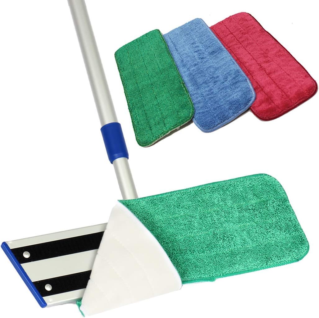 Arkwright Spray Mop Replacement Pads - (Pack of 12) Bulk Microfiber Flat Dry and Wet Refill Mop Pads Floor Cleaning, Compatible with Bona and Rubbermaid, Fits All Mop Heads, 24 in, Red