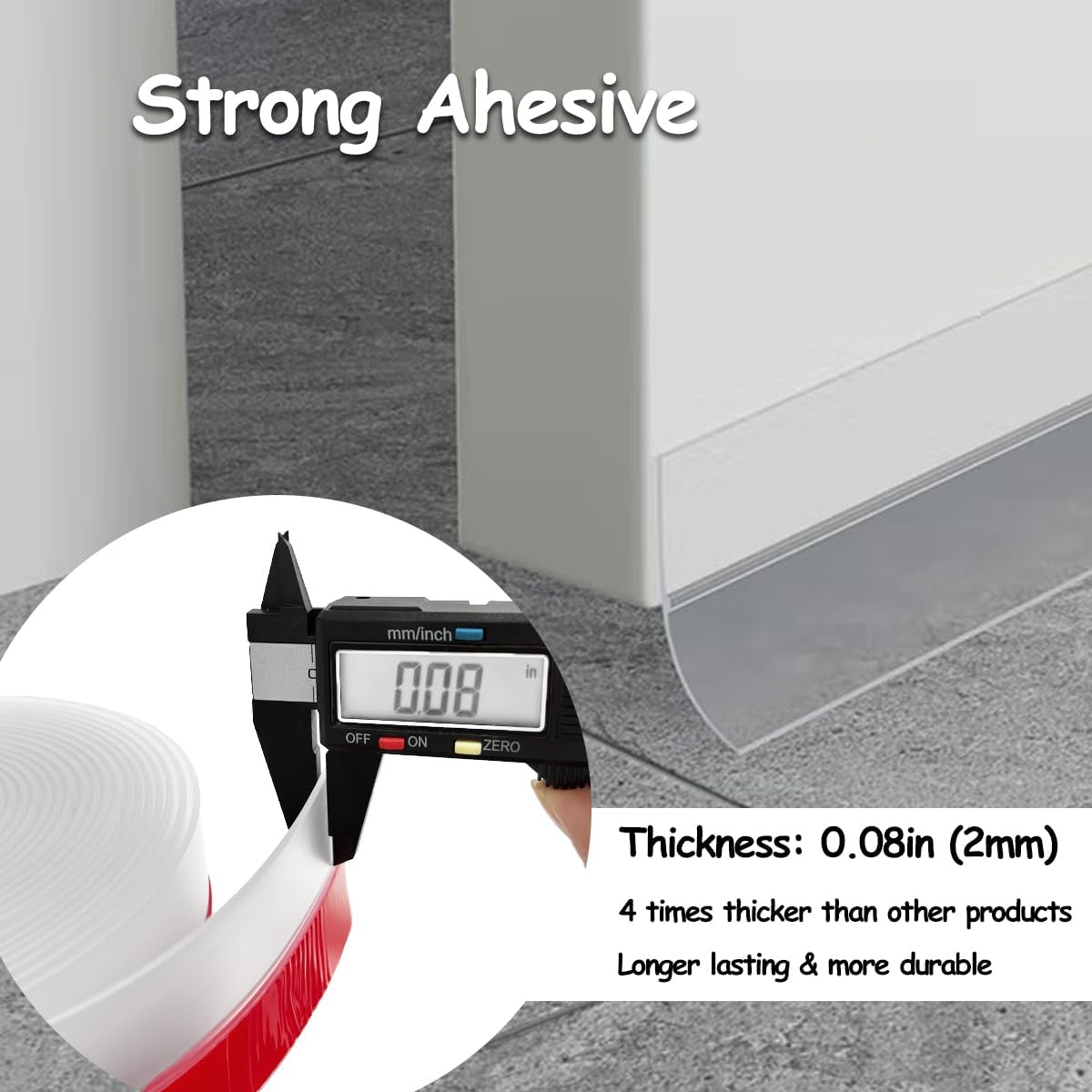 Silicone Weather Stripping, 2 inch (W) x 20 Ft (L) Door Draft Stopper Window Seal Strip for Gaps of Door & Windows, Garage Door Under Bottom, Sealing Tape Shower Doors Sweep, Transparent