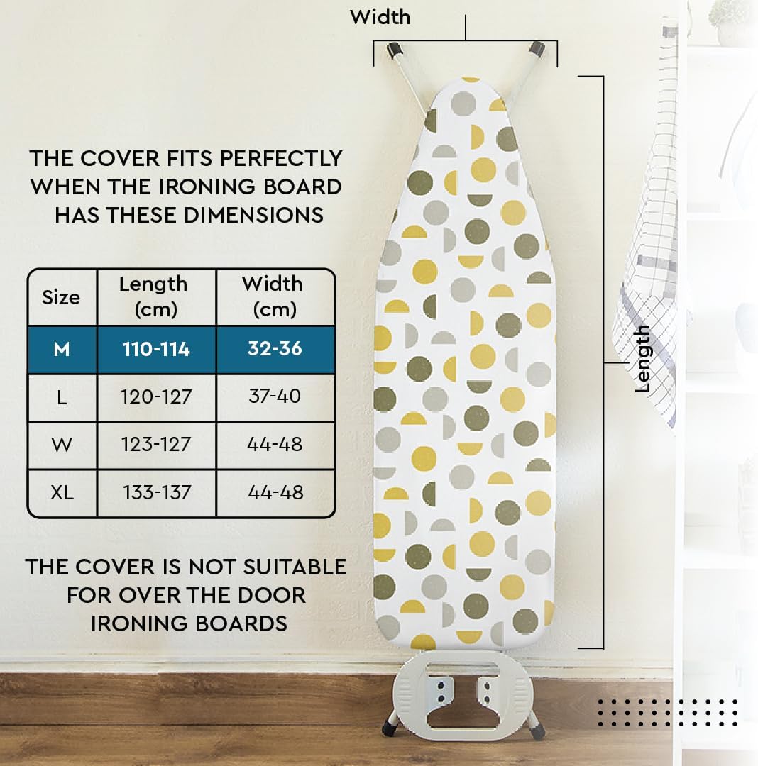 Encasa XO Ironing Board Cover and Pad 42"x14" - Thick 3mm Felt Padding, Drawstring Tightening & Lock, Easy Fit, Scorch & Stain Resistant, Fits Medium Ironing Board - Zig Zag